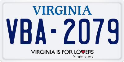 VA license plate VBA2079