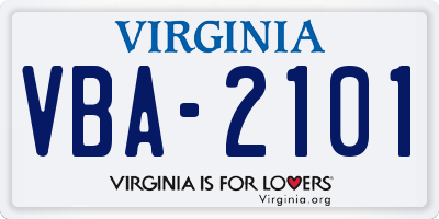 VA license plate VBA2101