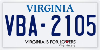VA license plate VBA2105