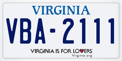 VA license plate VBA2111