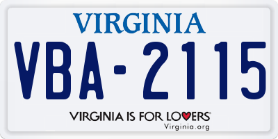 VA license plate VBA2115
