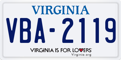 VA license plate VBA2119