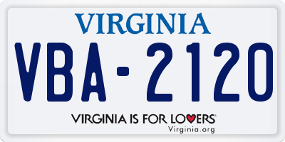VA license plate VBA2120