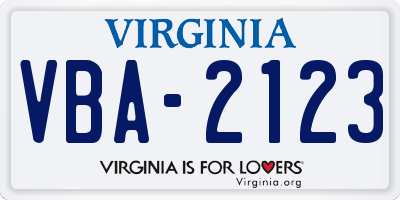 VA license plate VBA2123