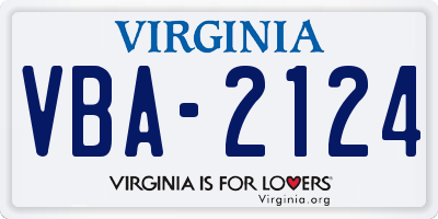 VA license plate VBA2124