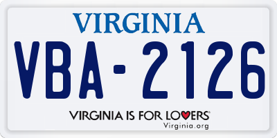 VA license plate VBA2126