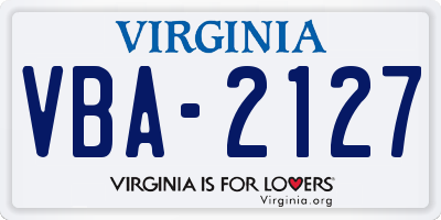 VA license plate VBA2127