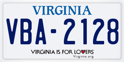 VA license plate VBA2128