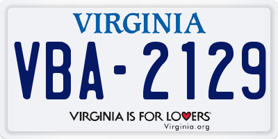 VA license plate VBA2129