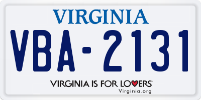 VA license plate VBA2131
