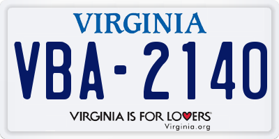VA license plate VBA2140