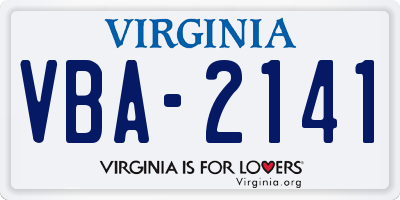 VA license plate VBA2141