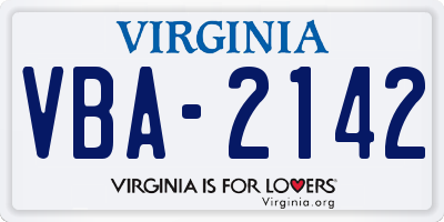 VA license plate VBA2142