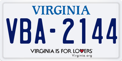 VA license plate VBA2144