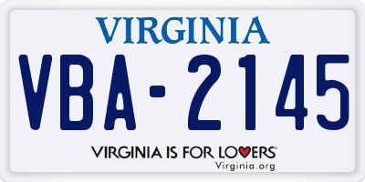 VA license plate VBA2145