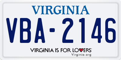 VA license plate VBA2146