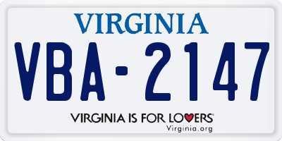 VA license plate VBA2147