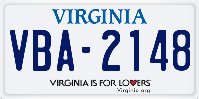 VA license plate VBA2148
