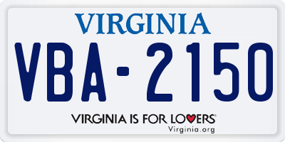 VA license plate VBA2150