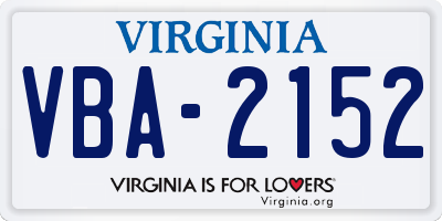 VA license plate VBA2152