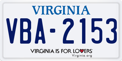 VA license plate VBA2153