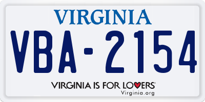 VA license plate VBA2154