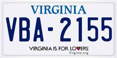 VA license plate VBA2155
