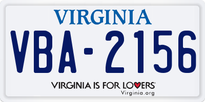VA license plate VBA2156