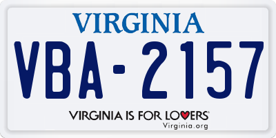 VA license plate VBA2157