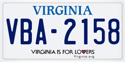 VA license plate VBA2158