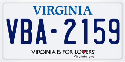VA license plate VBA2159