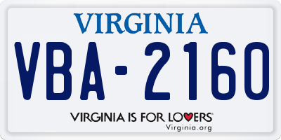 VA license plate VBA2160