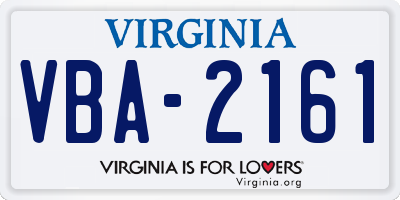 VA license plate VBA2161
