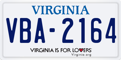 VA license plate VBA2164