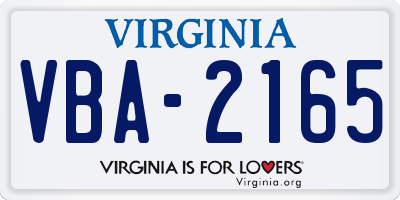 VA license plate VBA2165
