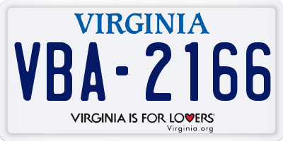 VA license plate VBA2166