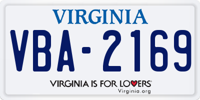 VA license plate VBA2169