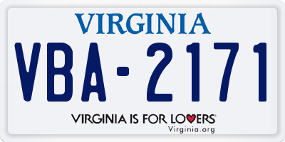 VA license plate VBA2171