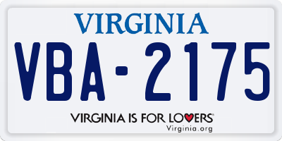 VA license plate VBA2175