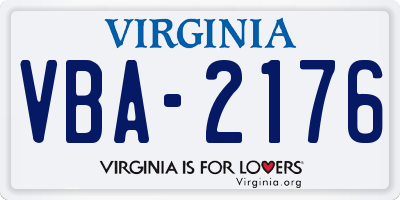 VA license plate VBA2176