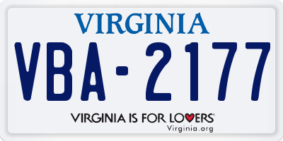 VA license plate VBA2177