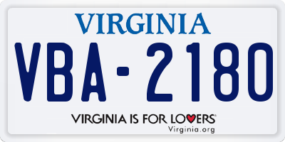 VA license plate VBA2180