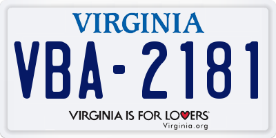 VA license plate VBA2181