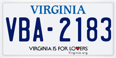 VA license plate VBA2183