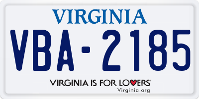 VA license plate VBA2185