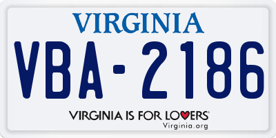 VA license plate VBA2186