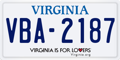 VA license plate VBA2187