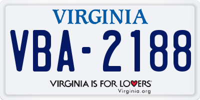 VA license plate VBA2188
