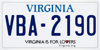 VA license plate VBA2190