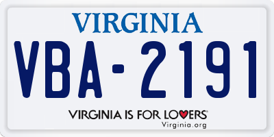 VA license plate VBA2191